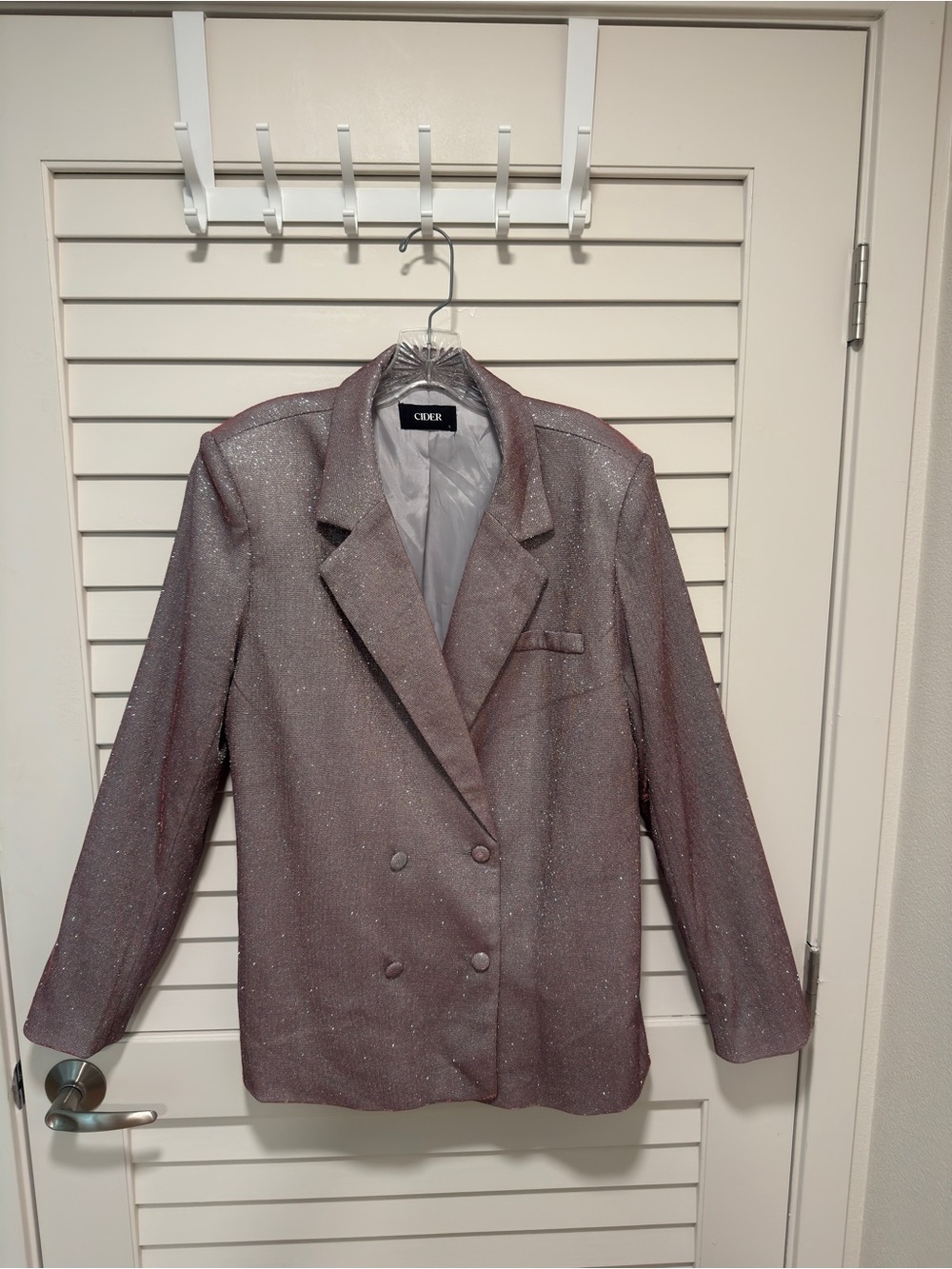 Cider Sparkle Double-Breasted Blazer in Dusty Rose/Light Purple